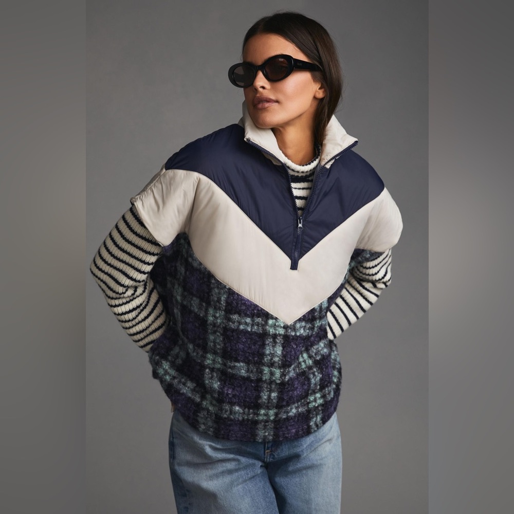 NWT Anthropologie plaid puffer poncho. One size.